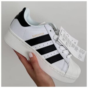 Жіночі кросівки Adidas Superstar 2W White Black Plarform XLG IF9995, чорно-білі шкіряні адідас суперстар