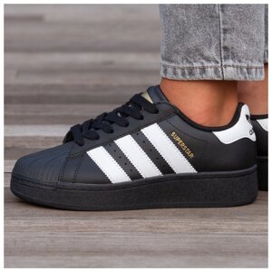 Жіночі кросівки Adidas Superstar XLG 2W Black Platform, чорні шкіряні кросівки адідас суперстар хлг