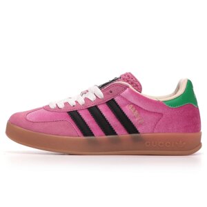 Жіночі кросівки Adidas x Gucci Gazelle Light Pink Velvet HQ8852 HQ7084 рожеві кросівки адидас газелі гуччі