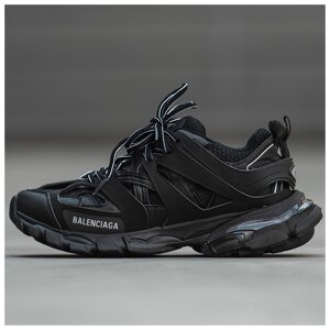 Жіночі кросівки Balenciaga Track 3.0 Black, чорні шкіряні кросівки баленсіага трек баленсіяга