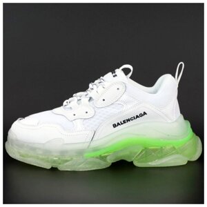 Жіночі кросівки Balenciaga Triple S Clear Sole, білі шкіряні кросівки Баленсіага тріпл з баленсіяга