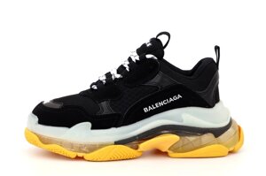 Жіночі кросівки Balenciaga Triple S Clear Sole, чорні шкіряні кросівки Баленсіага тріпл з баленсіяга