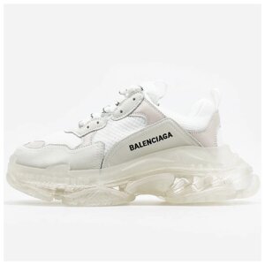 Жіночі кросівки Balenciaga Triple S Clear Sole White, білі шкіряні кросівки баленсіага тріпл з баленсіяга