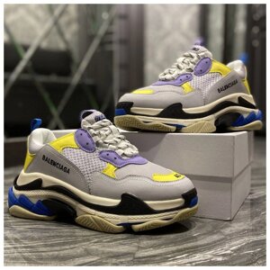 Женские кроссовки Balenciaga Triple S Grey Yellow, кроссовки баленсиага трипл с кросівки Balenciaga Triple S