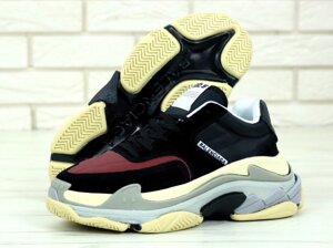 Жіночі кросівки Balenciaga Triple S V2 Black Burgundy, жіночі кросівки Баленсіага тріпл с, баленсіяга