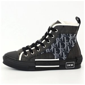 Жіночі кросівки Dior B23 Sneakers High Black Top, чорні кросівки діор б23 хай топ