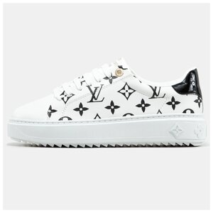 Жіночі кросівки Louis Vuitton Trainer Time Out Monogram Blanc LV білі шкіряні кеди луї Віттон лв