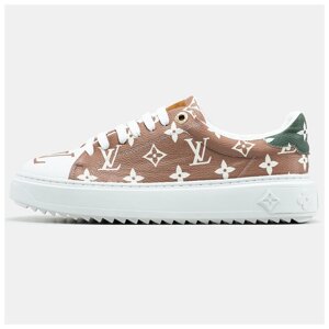 Жіночі кросівки Louis Vuitton Trainer Time Out Monogram Blanc LV шкіряні кеди луї Віттон лв