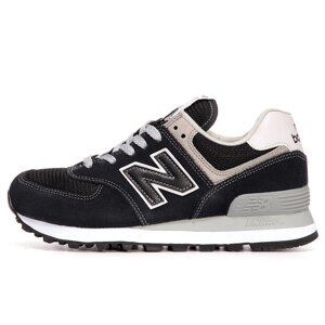 Жіночі кросівки New Balance 574 Black White Grey ML574EVB, замшеві нью беленс 574 беланс чорні NB 574 нб