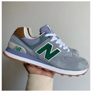 Жіночі кросівки New Balance 574 Grey Green Brown, сірі замшеві кросівки нью беланс 574 беленс NB 574 нб