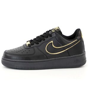 Жіночі кросівки Nike Air Force 1 '07, чорні шкіряні кросівки Nike Air Force 1 07