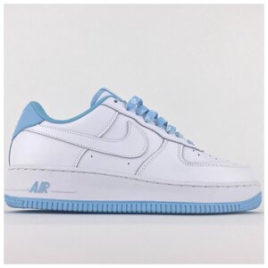 Жіночі кросівки Nike Air Force 1 '07 Низький білий синій, білі шкіряні кросівки Nike Air Force 1 07