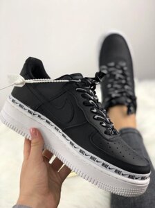 Жіночі кросівки Nike Air Force 1 '07 SE Premium, чорні шкіряні кросівки найк аїр форс 1