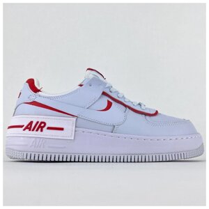 Жіночі кросівки Nike Air Force 1 тінь низько -синього червоного, сині шкіряні кросівки Nike Air Force 1 Shadow 07