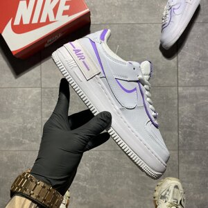 Жіночі кросівки Nike Air Force 1 Shadow Low Blue Fiolet, сині шкіряні кросівки Nike Air Force 1 Shadow 07