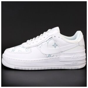 Жіночі кросівки Nike Air Force 1 Shadow LV Louis Vuitton White Leather Nike Air Fores 1 07 Low Louis Louis Witton
