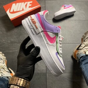 Жіночі кросівки Nike Air Force Shadow White Violet Pink, жіночі кросівки найк аїр форс Шадоу