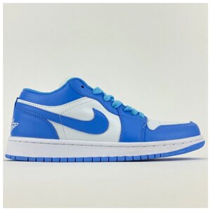 Жіночі кросівки Nike Air Jordan 1 Low Blue White, блакитні шкіряні кросівки найк аір джордан 1 ретро лов