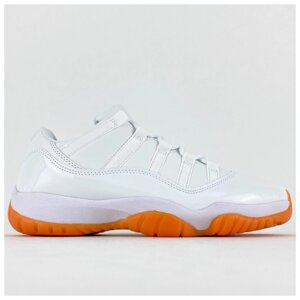 Жіночі кросівки Nike Air Jordan 11 Retro Low Bright Citrus, білі шкіряні кросівки найк аїр джордан 11