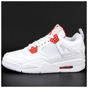 Жіночі кросівки Nike Air Jordan 4 Ретро -білі, білі шкіряні кросівки Nike Air Jordan 4 Ретро