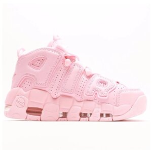 Жіночі кросівки Nike Air More Uptempo Pink, рожеві шкіряні кросівки найк аїр море аптемпо
