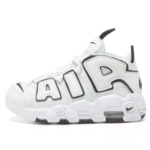 Жіночі кросівки Nike Air More Uptempo White Black, білі шкіряні кросівки найк аїр море аптемпо