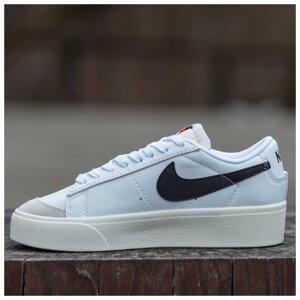 Жіночі кросівки Nike Blazer Low Platform White, білі шкіряні кросівки найк блейзер лов на платформі