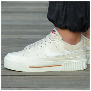 Жіночі кросівки Nike Court Legacy Lift Beige White, бежеві шкіряні кросівки найк корт легасі ліфт