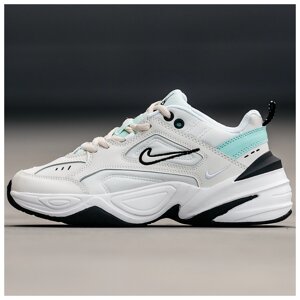 Жіночі кросівки Nike M2K Tekno White Black Blue, білі шкіряні кросівки найк м2к текно