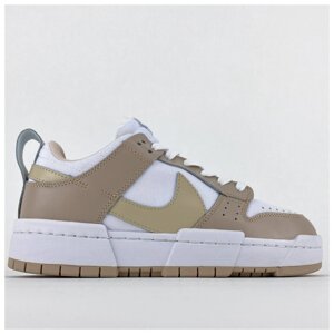 Жіночі кросівки Nike SB Dunk Low Disrupt White Brown, коричневі шкіряні кросівки найк сб данк дісрапт лов