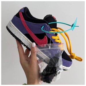 Жіночі кросівки Nike SB Dunk Low Purple Pink Yellow Black, фіолетові замшеві кросівки найк сб данк лов