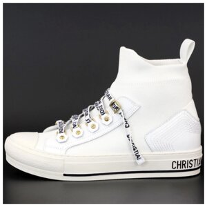 Жіночі кросівки Walk'N'Dior Sneakers White, білі кросівки dior wolk n dior, Dior B23 High-Top b23 hiitop