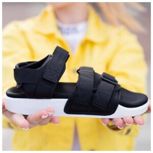 Жіночі / чоловічі Adidas Adilette Sandals Black White, унісекс чорно-білі сандалі Адідас Адилет чорні