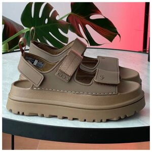 Жіночі сандалії Ugg Goldenglow Sandals Brown, літні коричневі сандалії угг босоніжки на липучці