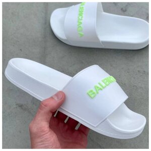 Жіночі тапочки Balenciaga Slides Big Logo ‘White’Білі ляпаски Balenciaga Sleeps Slippers Slippers