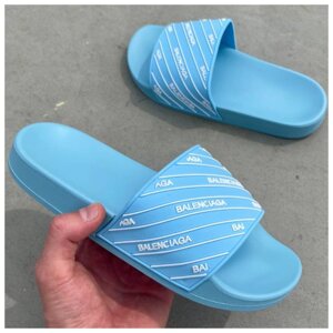 Жіночі тапочки Balenciaga Slides Small Logo ‘Blue’синій ляпас Balenciaga спить ковзання тапочки