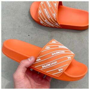 Жіночі тапочки Balenciaga Slides Small Logo ‘Orange’Помаранчеві ляпас Balenciaga спить ковзання тапочки