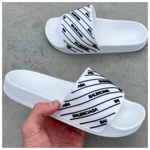 Жіночі тапочки Balenciaga Slides Small Logo ‘White’Білі ляпаски Balenciaga Sleeps Slippers Slippers