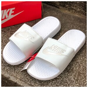 Жіночі шльопанці Nike Benassi JDI, літні білі ляпанці найк бенассі