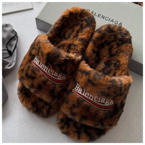 Жіночі капці Balenciaga Slippers Leopard, леопардові шльопанці баленсіага ляпанці тапки