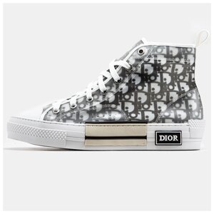 Жіночі високі кеди Christian Dior B23 High Top Sneakers Grey White, сірі кросівки крістіан діор б23 хай