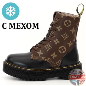 Женские зимние ботинки Dr. Martens Jadon Louis Vuitton ботінки мартенс жіночі зимові черевики Dr. Martens & LV