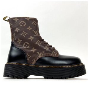 Жіночі зимові черевики Dr. Martens Jadon X LV Brown шкіряні черевики доктор мартинс ін мартенс Louis Vuitton