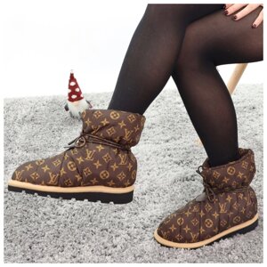 Женские зимние ботинки Louis Vuitton LV Pillow Boots, дутики сапоги луи виттон, лв дутые на синтепоне