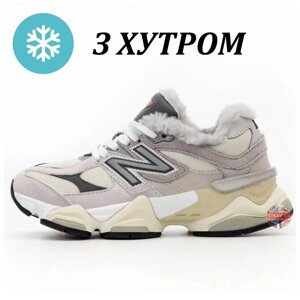 Жіночі зимові кросівки New Balance 9060 Winter Fur Grey U9060GRY на хутрі нью-біланс 9060 нб теплі NB зима