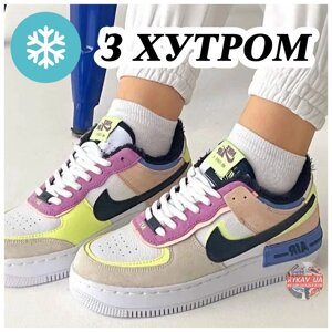 Жіночі зимові кросівки Nike Air Force 1 Shadow Low Winter Fur на хутрі, теплі низькі найк аїр форс шадоу