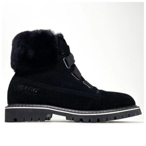 Жіночі зимові Ugg Boot Fur Black, чорні шкіряні уггі бут жіночі черевики уги зимові