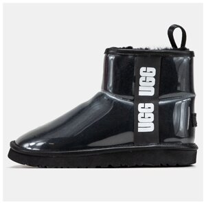 Жіночі зимові UGG Classic Clear Mini Black з хутром, чорні уггі класик клеар міні черевики уги