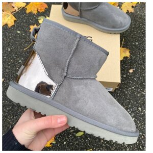 Жіночий зимовий Ugg Classic Mini Grey Metallic Grey Suese Uggs Classic Mini жіноче взуття зима