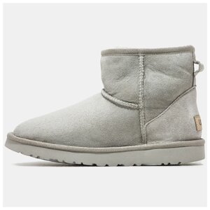 Жіночі зимові UGG Classic Mini Grey, сірі замшеві уггі класик міні черевики угі зима